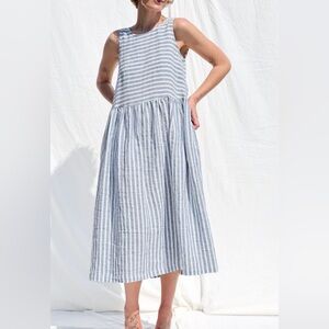 OFFON Linen Loose Fit Smock Dress Small